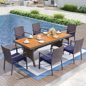 Captiva Designs 7pc Patio Furniture Set with Rectangle Table and Arm Chairs - 1 of 4