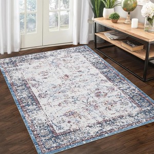Area Rugs Printed Indoor Rugs,Oriental Distressed Floor Carpet, Non-Shedding Soft Low Pile Accent Rugs for Office, Bedroom - 1 of 4