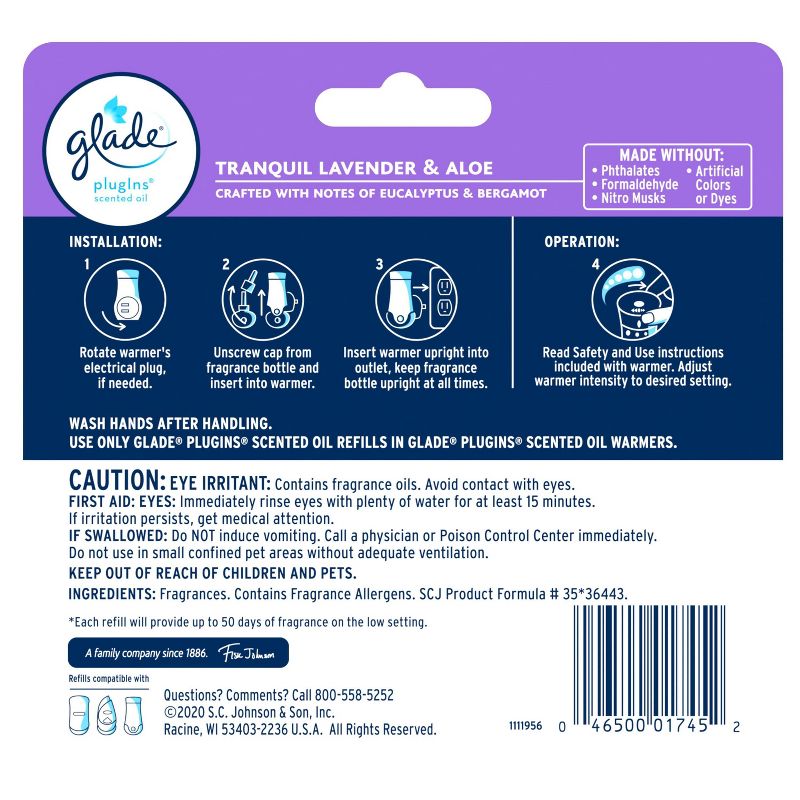 Glade PlugIns Scented Oil Air Freshener - Tranquil Lavender &#38; Aloe Refill - 3.35oz/5pk, 4 of 18