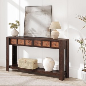 Coucheta 54" Long Console Table - Wooden Entryway Table with 2 Drawers & Open Shelf, Farmhouse Design for Behind Couch, Available in Finishes - 1 of 4