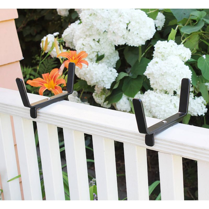 Small Galvanized Metal Rectangular Planter Box with Brackets for 2&#34; x 4&#34; Railings Cape Cod White - ACHLA Designs, 5 of 6