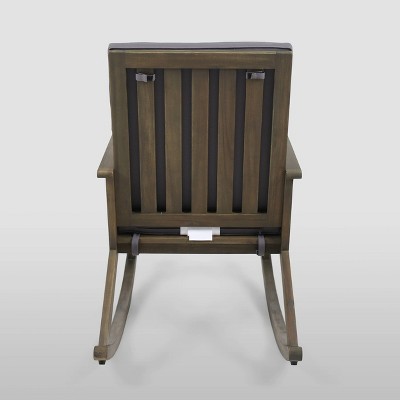 Gray Acacia Wood Outdoor Rocking Chair Set with Cushions