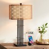 Possini Euro Design Deborah Modern Mid Century Table Lamp 30" Tall Black with USB Charging Port Gold Metal Double Drum Shades for Living Room Desk - 2 of 4