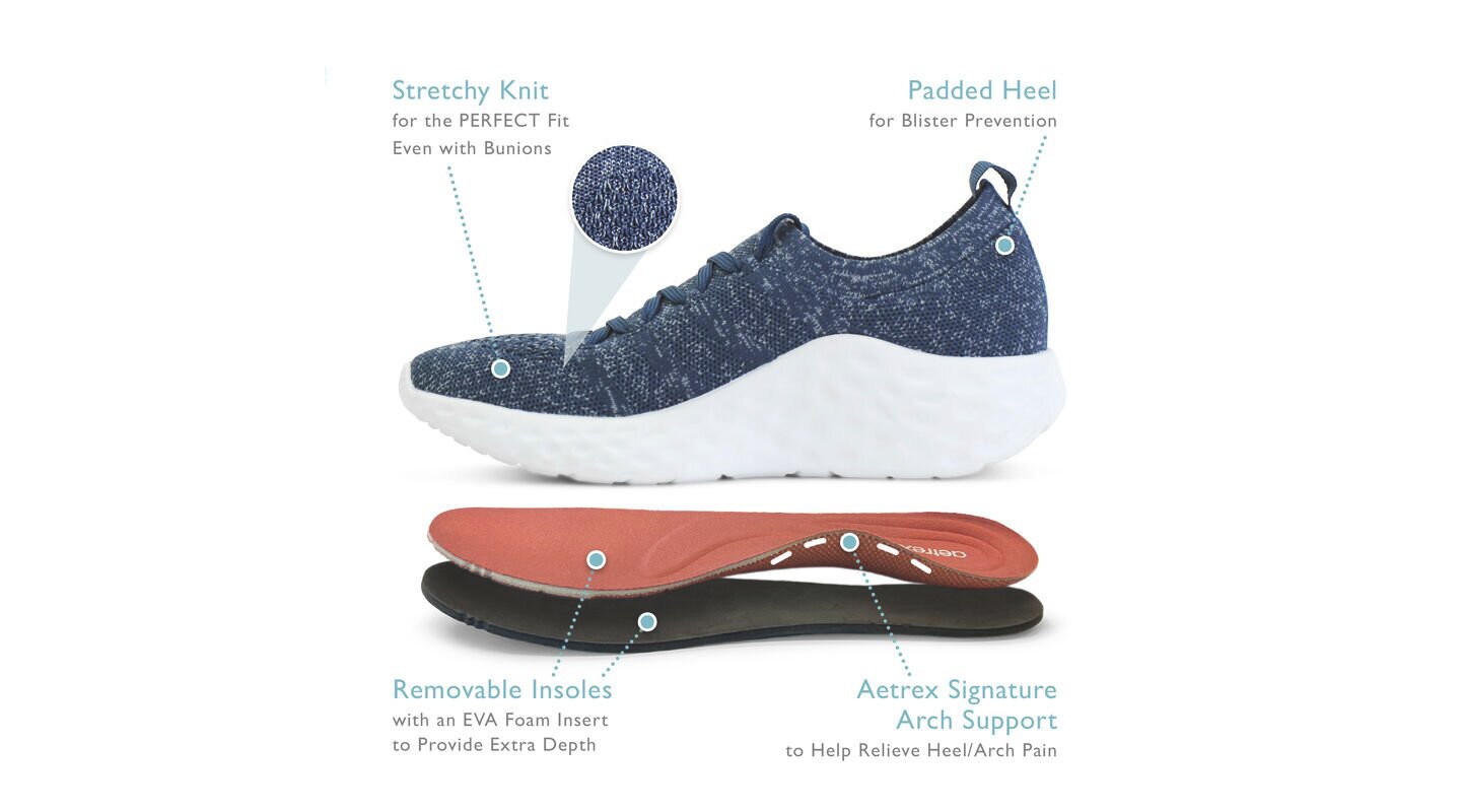 Женские кроссовки AETREX Arch Support Sneakers Sadie, цвет: Чёрный — фото 6