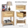 Modern Rattan Nightstands Set of 2 with Storage Drawers and Shelves for Bedroom and Living Room - 3 of 4