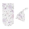 Sweet Jojo Designs Girl Baby Cocoon and Beanie Hat Swaddle Wrap Watercolor Floral Purple Grey and Pink 2pc - 2 of 4