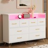 8 Drawer Dresser, Modern Dresser for Bedroom with Led Lights and Charging Station, Wooden Chest of Drawer with Open Space - 2 of 4