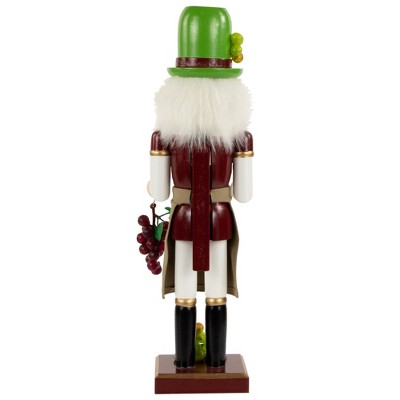14" Green and Red Wooden Christmas Nutcracker with Grapes