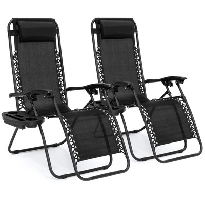Best Choice Products Set Of 2 Zero Gravity Lounge Chair Recliners For Patio, Pool W/ Cup Holder ...