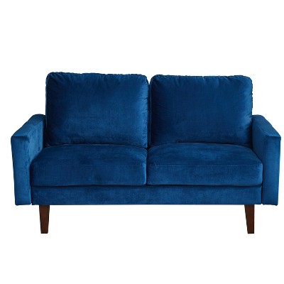 Velvet Loveseat Mid-Century Modern Sofa Tufted Couch with Wooden Legs for Living Room