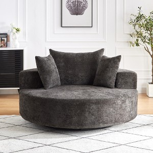 55'' Chenille Foam Modern Single Sleeper Chair with 360¡ã Swivel and Backrest Pillow for Living Room and Bedroom - 1 of 4