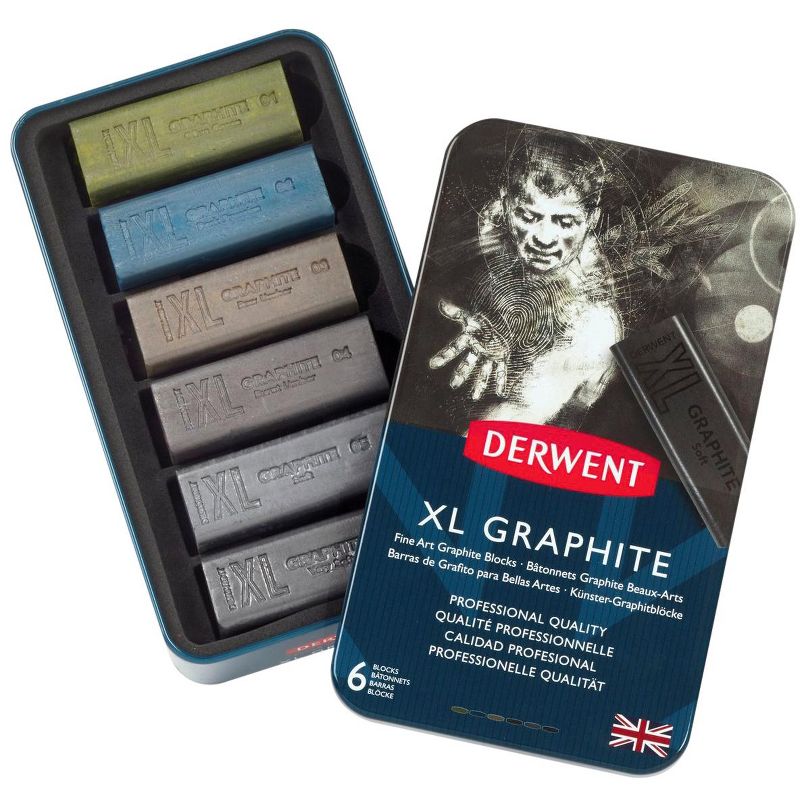 Derwent XL Graphite Set, 2-1/2 X 3/4 in, Assorted Color, Set of 6, 2 of 3