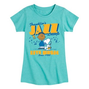Girls' - Peanuts - Franklins Jazz Lounge Fitted Short Sleeve Graphic T-Shirt - 1 of 4
