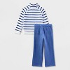 Toddler Girls' Adaptive Long Sleeve Striped Pull Over and Knit Cargo Pants Set - Cat & Jack™ Navy Blue - 2 of 4