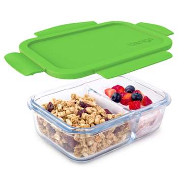 Bentgo Glass - Leak-Proof Salad Container with Large 61-oz Salad Bowl,  4-Compartment Bento-Style Tray for Toppings, 3-oz Sauce Container for