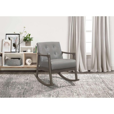Xiyuyeu Faux Leather Glider Rocking Chair With Mid-height Button Tufted ...