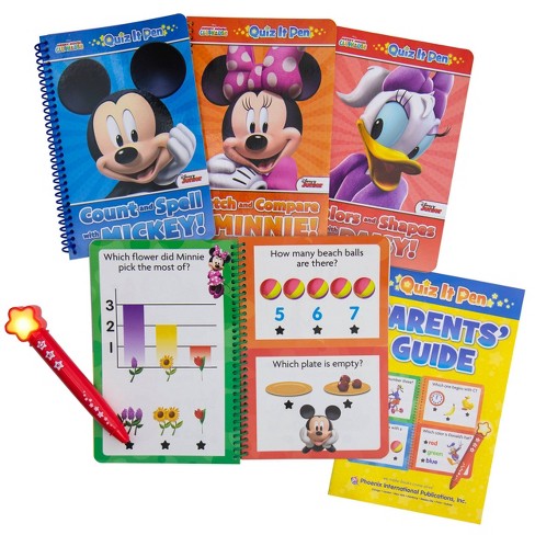 Pi Kids Disney Mickey Mouse Clubhouse Mickey & Minnie Mouse Deluxe Quiz It  Pen with 4 Books and Bonus Stickers