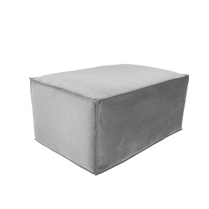Factory Direct Partners Kids' Overstuffed Rectangle Microfiber Ottoman Sterling Gray - 1 of 4