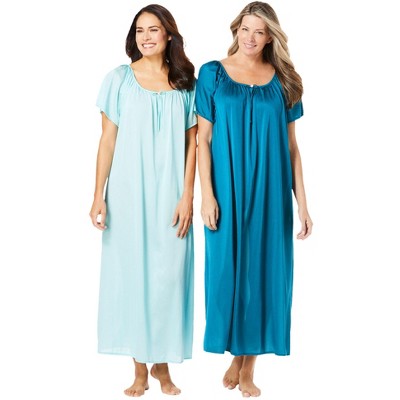 Only Necessities Plus Size 2-Pack Long Silky Gown
