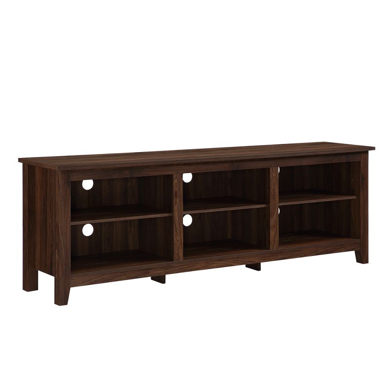 Transitional 6 Cubby Wood Open Storage Wood TV Stand for TVs up to 80"- Saracina Home, 1 of 16