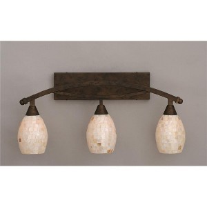 Toltec Lighting Bow 3 - Light Vanity in  Bronze with 5" Ivory Glaze Seashell Shade - 1 of 1