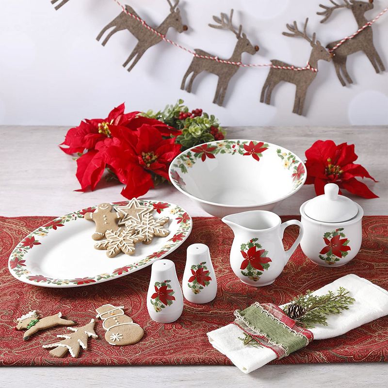 Gibson Home Perfect for Holidays Poinsettia 7 Piece Porcelain Serving Set in Red, 5 of 8