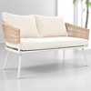4-Piece Boho Patio Furniture Set with Handmade Rope Weave, Acacia Wood Table, OLEFIN Cushions, and Metal Frame - 3 of 4