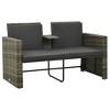 vidaXL 3 Piece Patio Lounge Set with Cushions Poly Rattan Gray - 4 of 4
