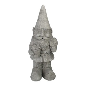 Northlight 18.5-Inch Gray Gardener Gnome with Shovel and Flower Outside Statue - 1 of 4