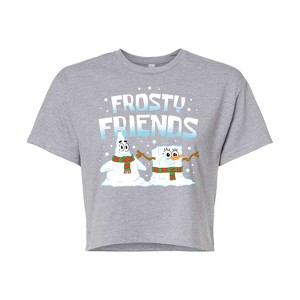 Women's - SpongeBob SquarePants - Frosty Friends Cropped Graphic T-Shirt - 1 of 4