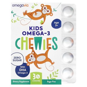 OmegaVia Kids Omega-3 Chewies, Age 3+, Natural Fruit, 30 Chewies - 1 of 2