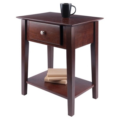 Walnut Transitional 1-Drawer Nightstand with Shelf