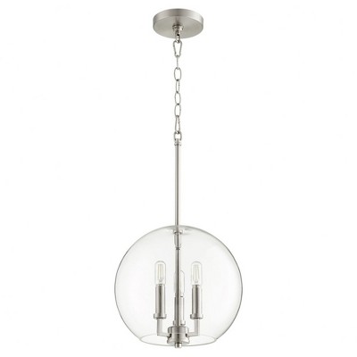 Satin Nickel 12" Globe Pendant with Clear Glass Bowl