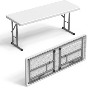 VINGLI 4 FT Narrow Folding Table,Premium Quality HDPE Material and Sturdy Metal Frame, Perfect for Party, Home Work, White - 1 of 4
