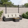vidaXL 5 Piece Patio Sofa Set with Cushions Black and Cream Poly Rattan - 2 of 4