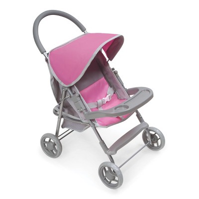 Glide Folding Single Doll Stroller - Gray/Pink