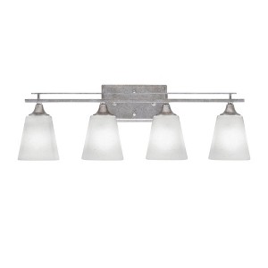 Toltec Lighting Uptowne 4 - Light Vanity in  Aged Silver with 4.5" Square White Muslin Shade - 1 of 1