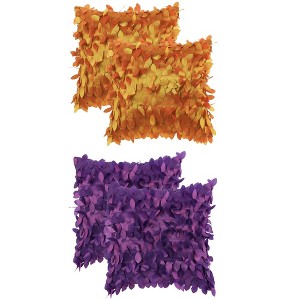Unique Bargains Solid Color 3D Sequins Leaf Indoor Outdoor Throw Pillow Covers 4 Pcs - 1 of 4