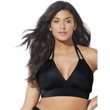 Swimsuits For All Women's Plus Size Longline High Neck Bikini Top - 24,  Black : Target