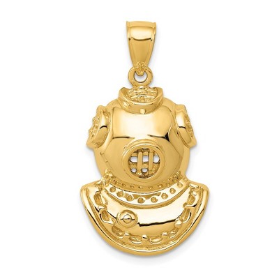 Black Bow Jewelry 14k Yellow Gold Diving Helmet Pendant