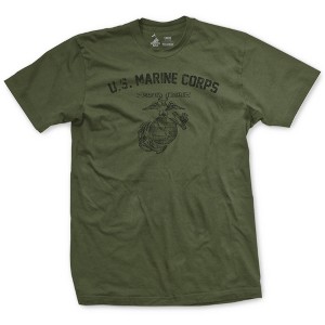 OUTSIDE THE WIRE Leatherneck for Life WW2 Vintage USMC Training OD T-Shirt - 1 of 2