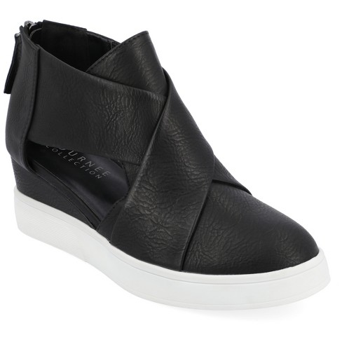 Journee Collection Womens Seena Round Back Heel Zip Wedge Sneakers : Target