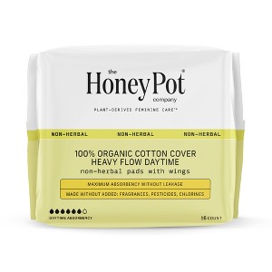 The Honey Pot Company 100% Organic Cotton Comfort Cover Heavy Flow Daytime Pads - 16ct - 1 of 4