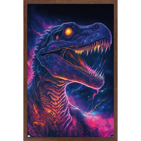 Trends International Wumples - Neon Dinosaur Framed Wall Poster