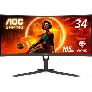 AOC CU34G3S-B 34" 3440x1440 165Hz 21:9 UltraWide Curved Monitor - Certified Refurbished - 1 of 4