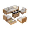 Nestfair 8pc Wicker Outdoor Sofa Set with Fire Pit Table and Coffee Table Beige - 2 of 4