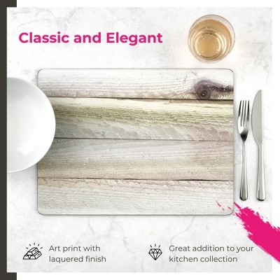 Rustic Driftwood Print Hardboard Placemats Set of 4