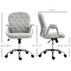 Vynxaria Teddy Fleece Home Office Chair, Button Tufted Desk Chair with Padded Armrests, Adjustable Height and Swivel Wheels, Gray - 3 of 4