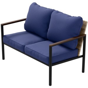 EAGLE PEAK Sunset Dune Collection Modern Outdoor Furniture Sofa, Patio Wicker Loveseat Couch with Cushions - 1 of 4