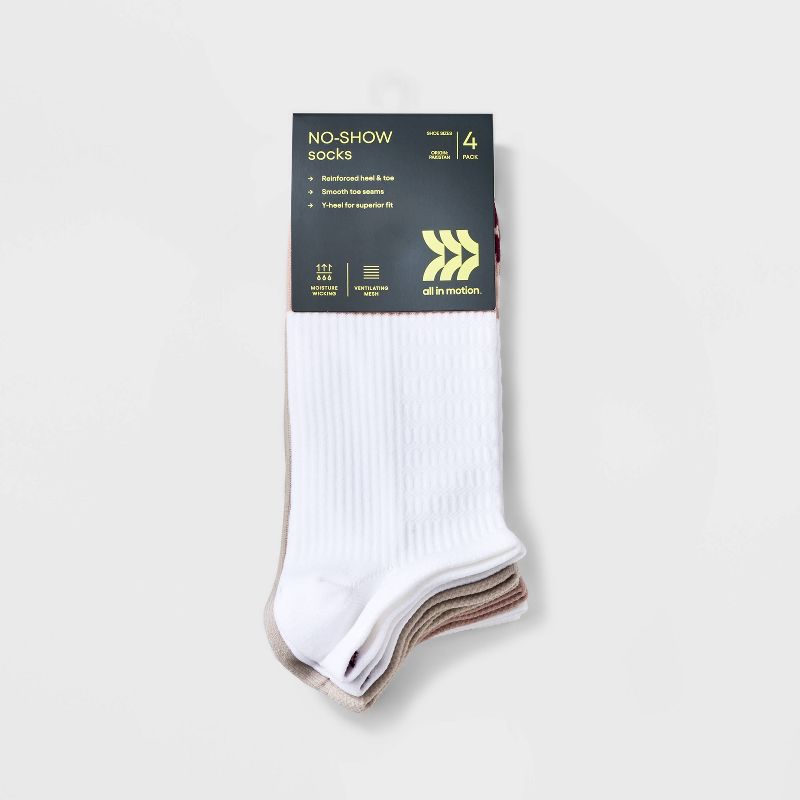 Women's 4pk Colorblock No Show Athletic Socks - All In Motion™ 4-10, 3 of 5